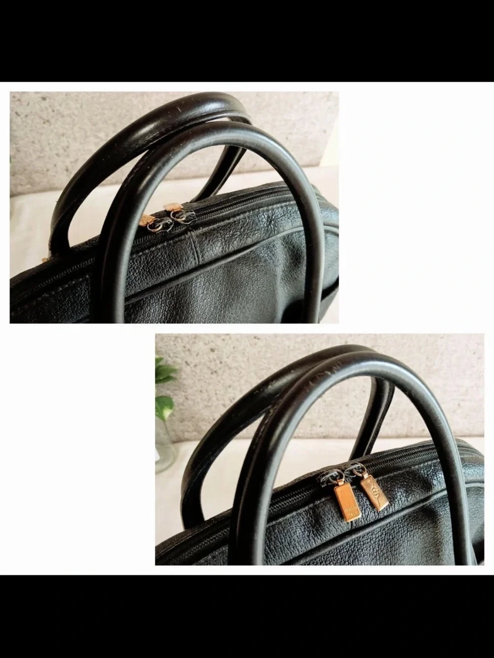 Gucci Black Leather Double-Handle Men’s Briefcase with Gold Hardware